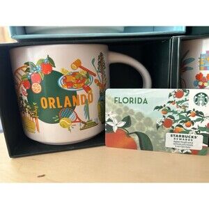 STARBUCKS ORLANDO Florida Discovery Series Ceramic Cup Mug 14oz NEW In Box Card